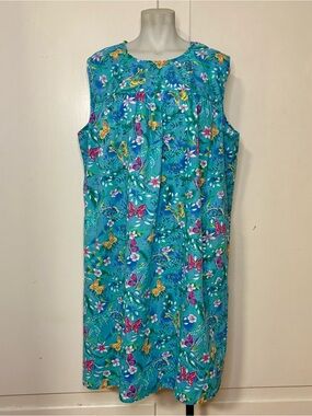 Vintage Y2K Nationals Blue Butterfly Print Muu Muu House Dress